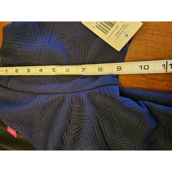 Melissa Masse Quilted Navy Blue Fit & Flare Knee-Length Dress 1X Long Sleeve Mod - Picture 13 of 13